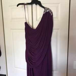 Floor length one-shoulder gown